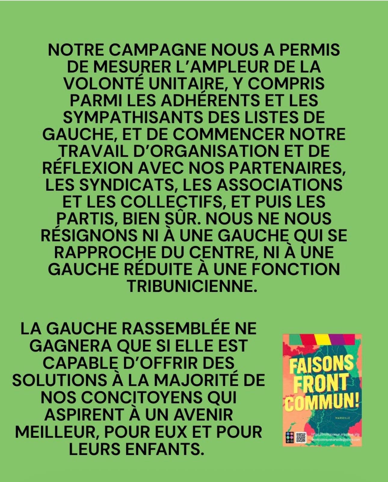 Notre objectif : l'union de toute la gauche
